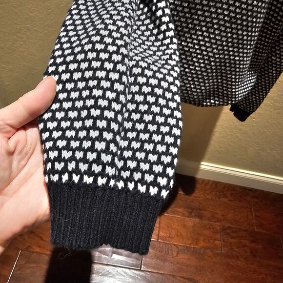 Karen Scott Knit Sweater Black White Polka Dot Retro Mod Preppy Y2K Academia - Picture 6 of 8